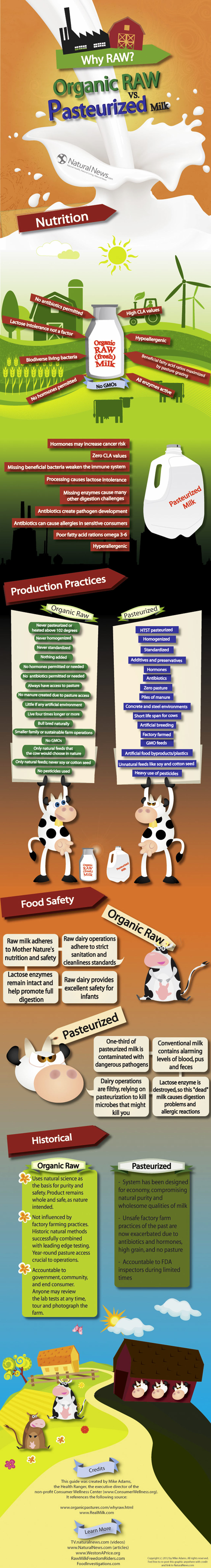 Organic Raw vs Pasteurized Milk Infographic