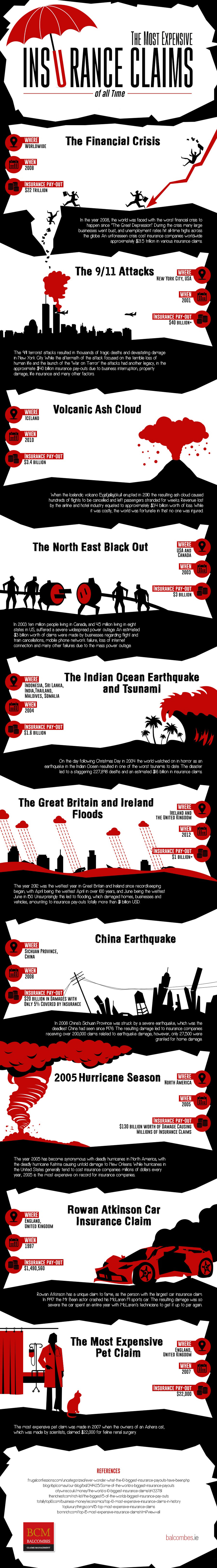 The Most Expensive Insurance Claims in the World Infographic