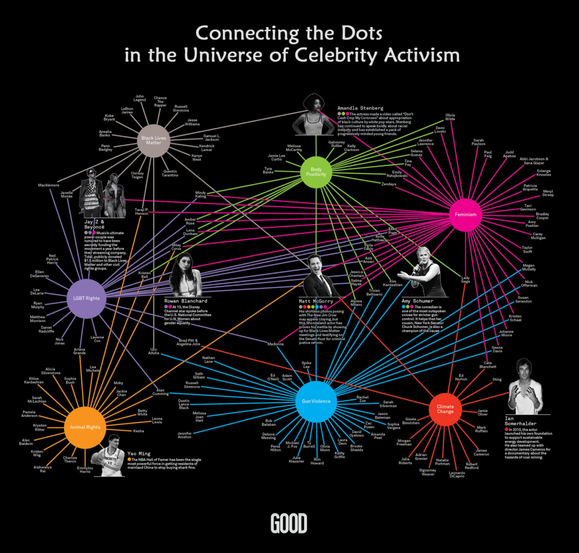Celebrity Activists and the Cause they Advocates Infographic